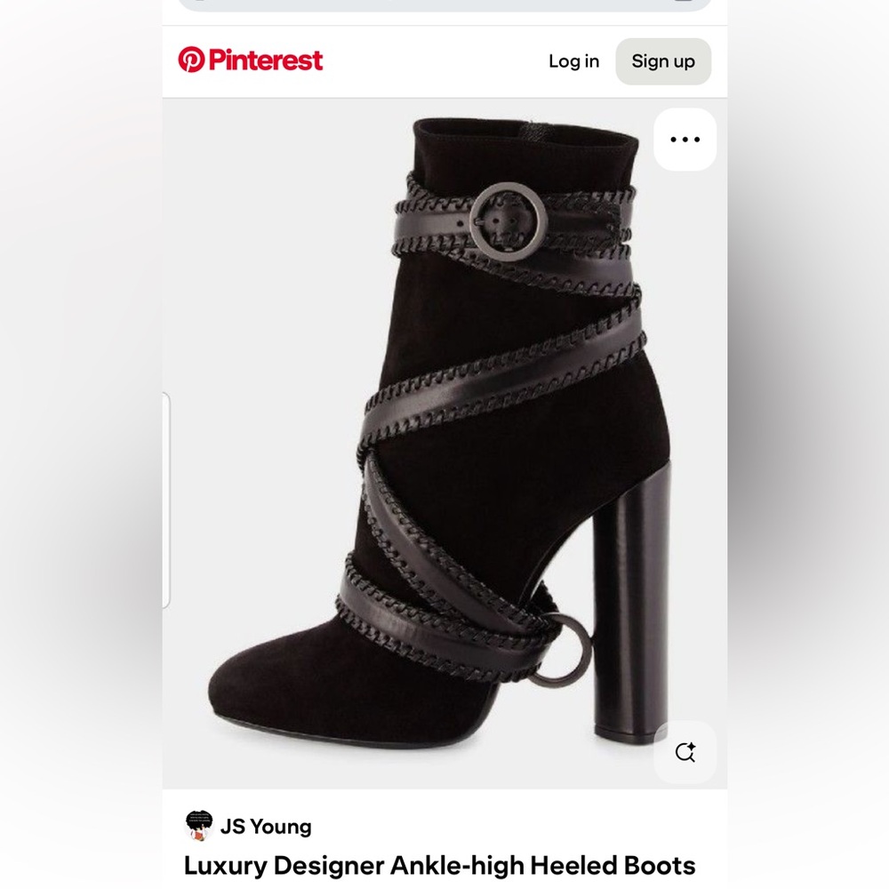 Tom Ford Suede Boots with Leather Straps - Black